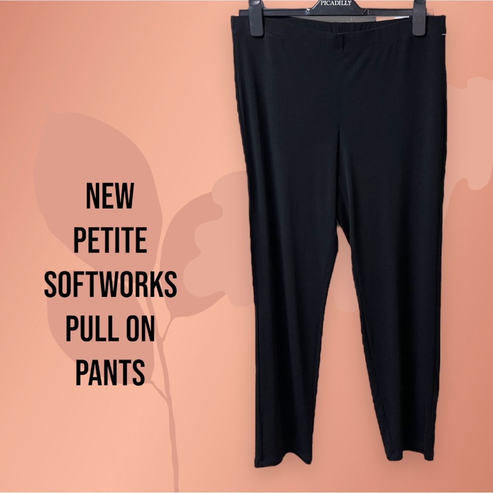 232 - NEW PETITE SOFTWORKS BLACK PULL ON PANTS STYLE 15205P